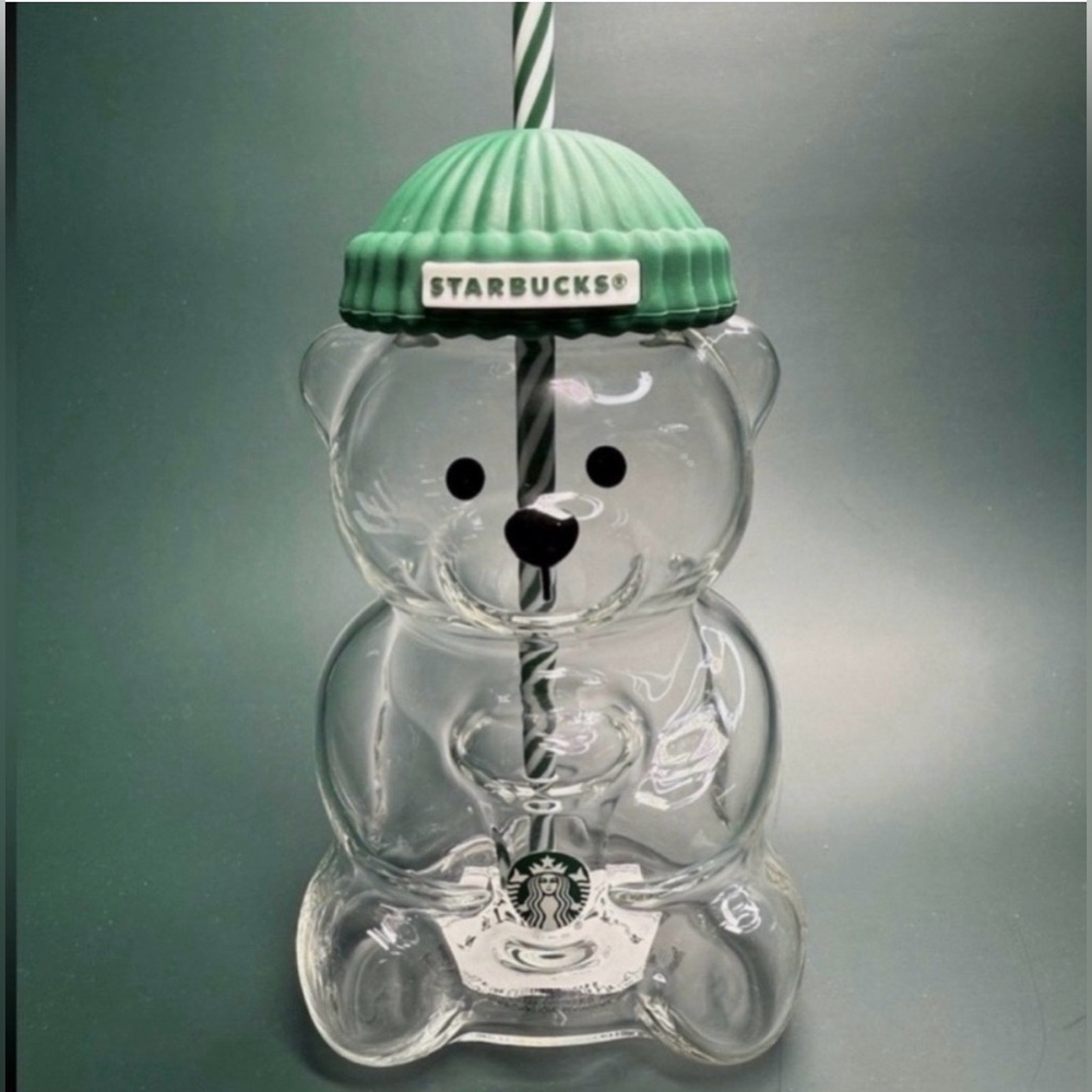 Starbucks Teddy Bear Barista Glass Cup. 🧸⚡️